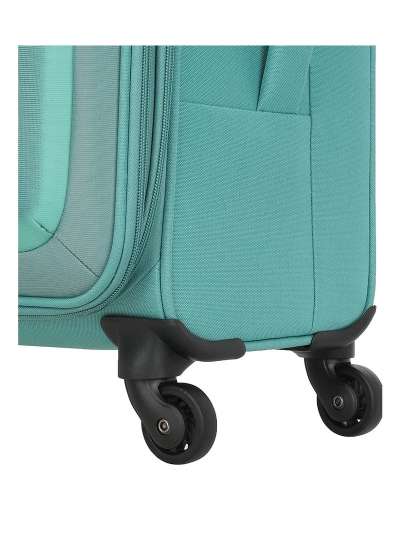 American Tourister green Seville Suitcase, Cabin Size 57 cm / 20 inch, 4 Wheels, Soft Top, Polyester, Green|TSA Lock|Front Storage Compartment|Inner Mesh Zippered Pocket - 3 Years International Warranty  | Best Price UAE